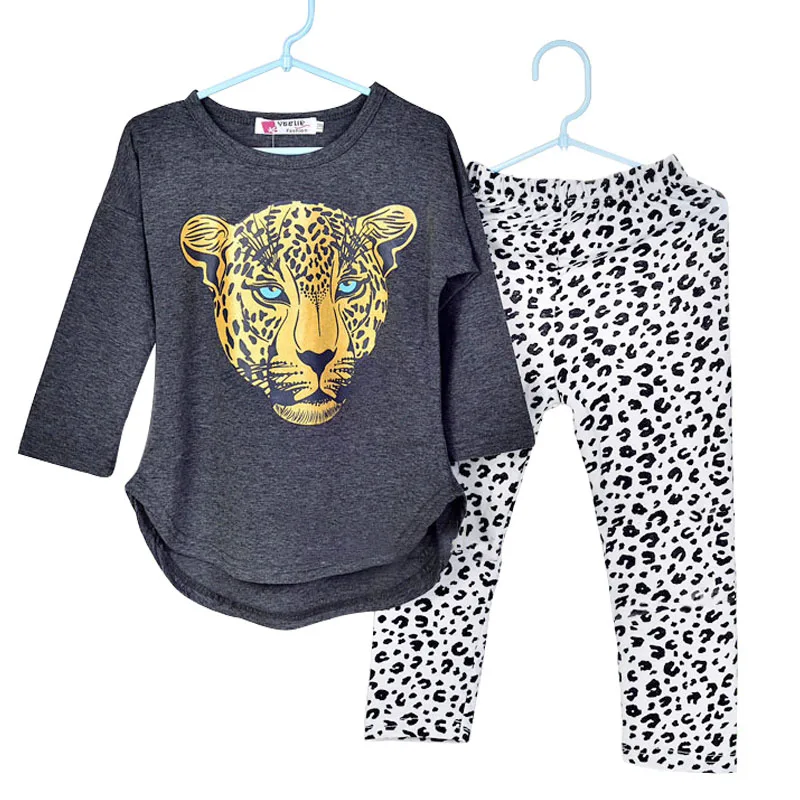 Одежда для девочек комплекты одежды маленьких детская одежда футболка Тигр