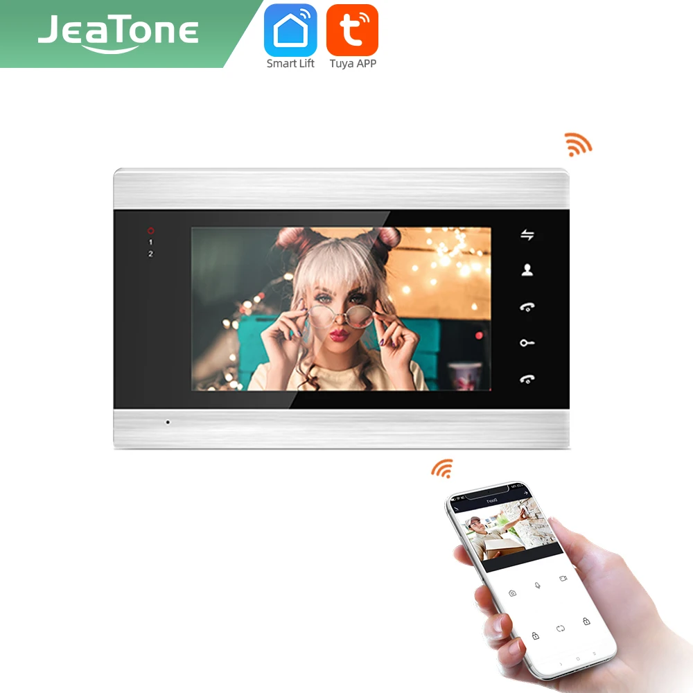 Jeatone Tuya smart 7 дюймов WIFI внутренний экран монитора с одним обнаружением движения