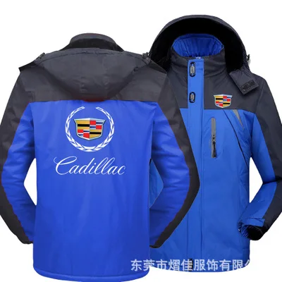 

Winter Jacket Men for Cadillac Car Logo Thick Velvet Warm Coat Male Windproof Hooded Outwear Casual Mountaineering Overcoat