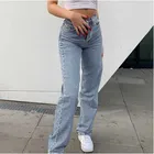 Женские джинсы в стиле 90-х в стиле Харадзюку Y2K, широкие брюки с высокой талией, винтажные синие штаны в складку для девочек, весна-осень 2021
