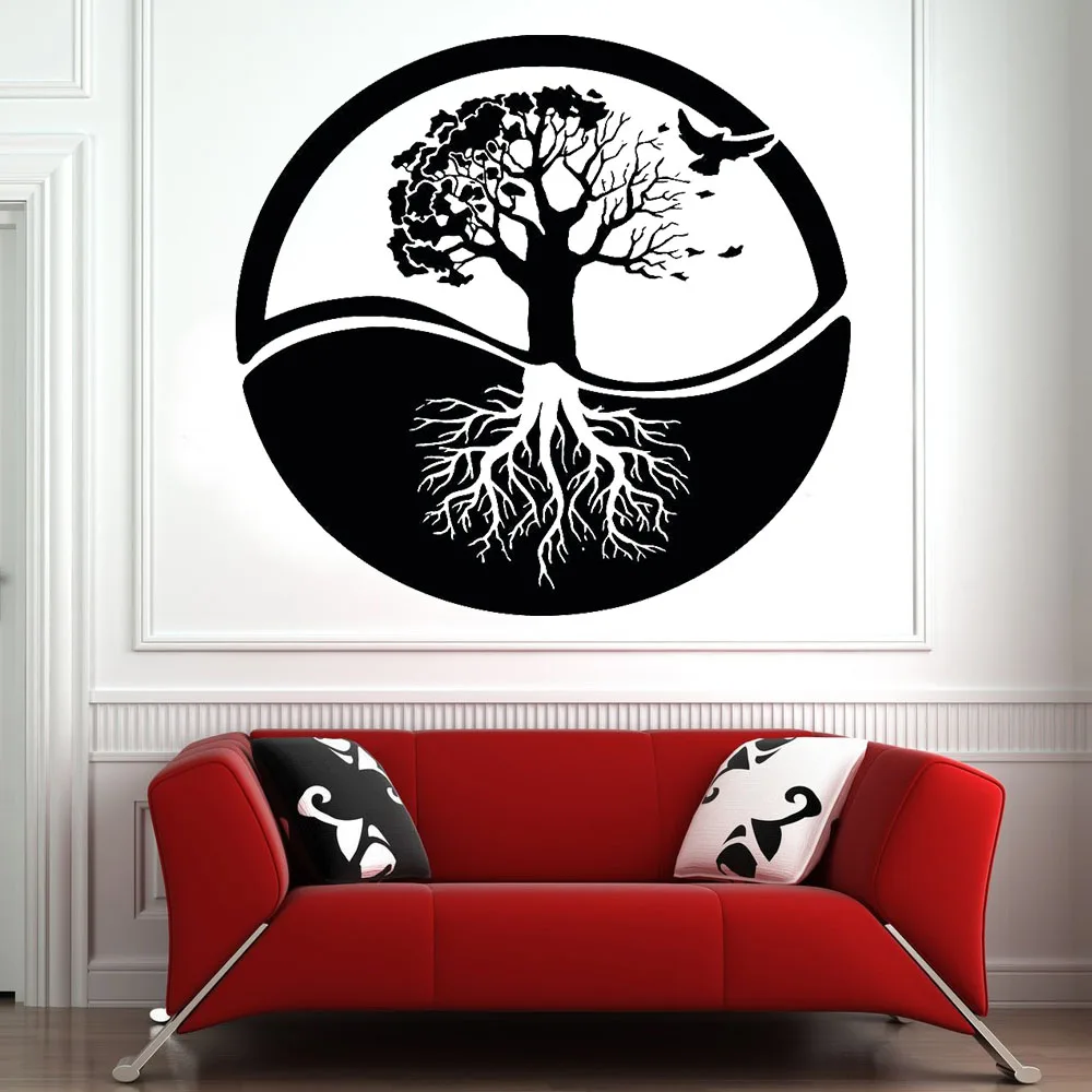 

Tree of Life Wall Decal Art Tree Root Birds Door Window Vinyl Stickers Yoga Meditation Room Living Room Nursery Home Decor 5121