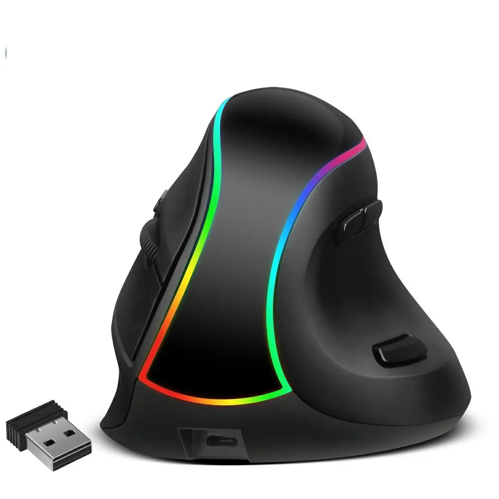 

2.4G RGB Small Ergonomic 7 Buttons Fashion Type-c With USB Receiver Home Office Rechargeable Vertical Wireless Mouse For Mac