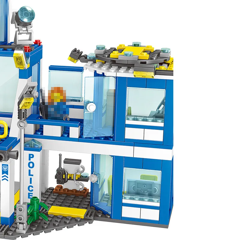 Городской полицейский набор строительных блоков мотоцикл автомобиль вертолет