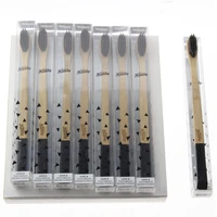 8pcsbox men boys gift 18 5cm flat handle black bristle beautiful pretty adult natural bamboo toothbrush