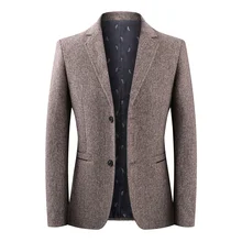 Chaqueta de corte entallado para Hombre, traje Formal británico de Color sólido, para fiesta, boda, negocios, informal, Otoño e Invierno (2)