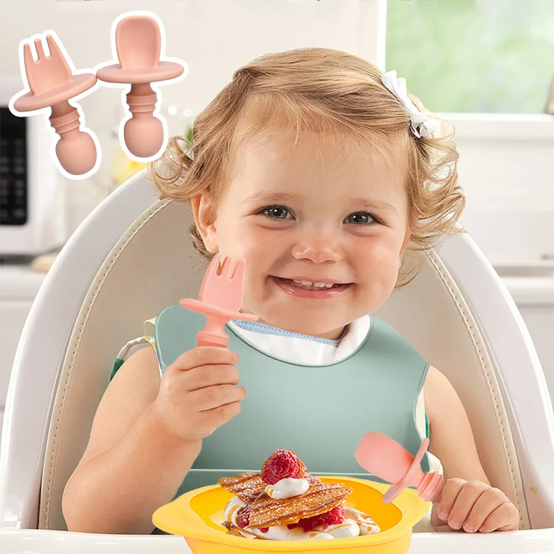 

7PCS Baby Feeding Set BPA Free Food Grade Baby Silicone Fork Spoon Dishes Plate Bowl Baby Feeding Supplies Children's Tableware