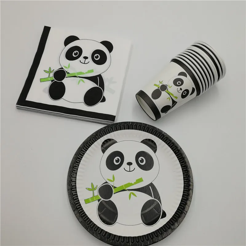 

40pcs Cartoon Panda Theme Disposable Tableware Plate Cup Napkin Set Kids Birthday Party Decor Baby Shower Favors Party Supplies