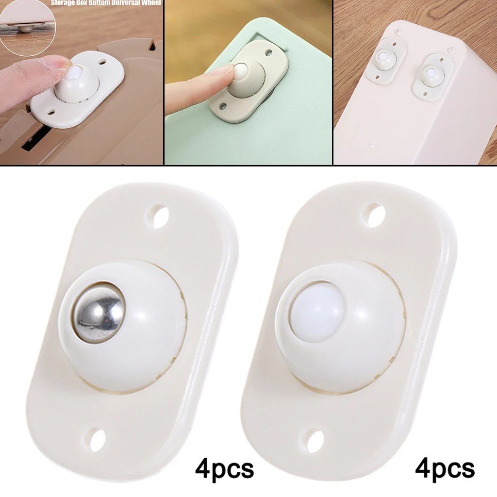 4 Pieces Storage Box Adhesive Pulley Wheels Trash Can Paste Steel Ball | Обустройство дома