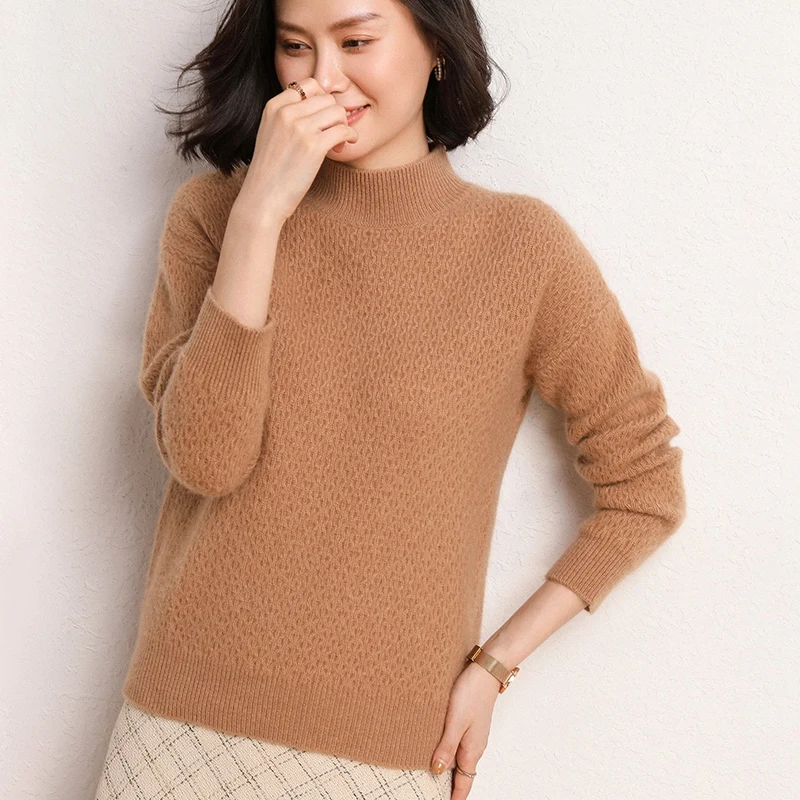 

Soft Jumpers for Women Turtleneck Winter Warm Thick Sweater 100% Cashmere Knitted Pullovers ladies 5Colors Loose Clothes