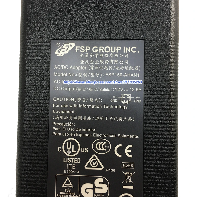 Оригинальный FSP FSP150-AHAN1 12V 12.5A 150W AC адаптер Зарядное устройство LACIE P/N 714111 CRESTRON