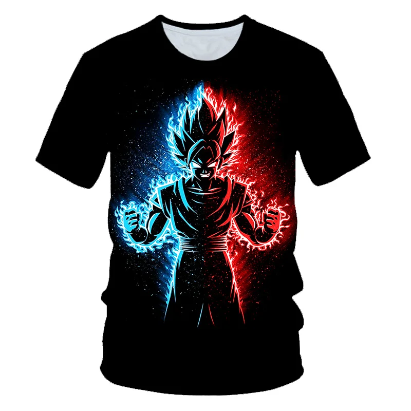picture color Мужские летние футболки с 3D принтом «Dragon Ball Z», «Super Saiyan Son Goku», «Black Vegeta», «Битва с драконом», Повседневная футболка, топы, футболки для детей - Цвет: picture color