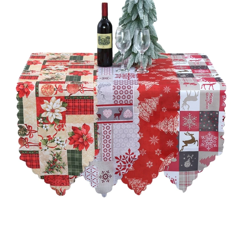 

Christmas Tablecloth Tree Table Runner Merry Xmas Decorations for Home Party Decor Ornaments Dining Table Decorations