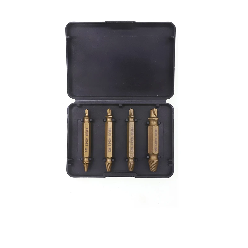 4pcs HSS Gold Обновленный 5 шт. поврежденный Винт экстрактор сверла руководство набор сломанной скорости легко из Болтовая шпилька в полоску инструмент для удаления винтов - Цвет: 4pcs HSS Gold