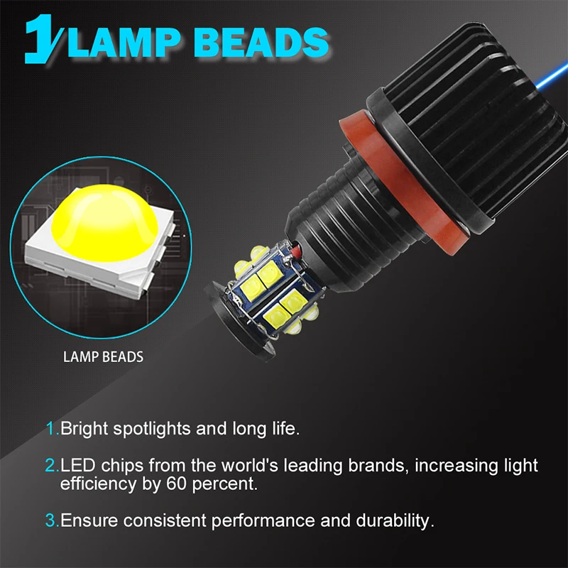 Светильник светодиодный с ангельскими глазками 6500K120W H8 2 шт.|Аксессуары для фар