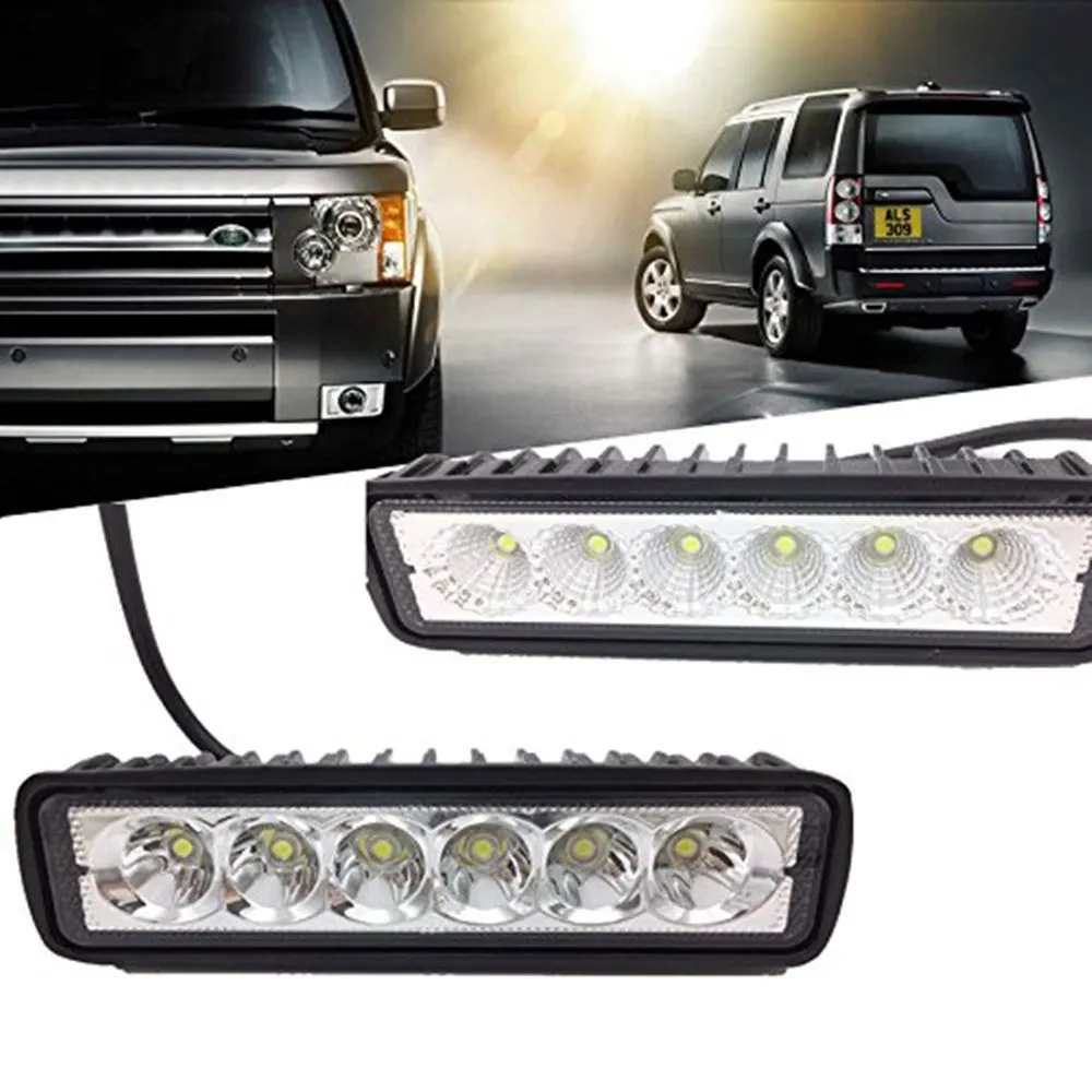

12V 18W 6LED Car Work Light Bar Spotlight 6000K DRL Lamps For 4x4 4WD Offroad SUV Truck Lorry Trailer