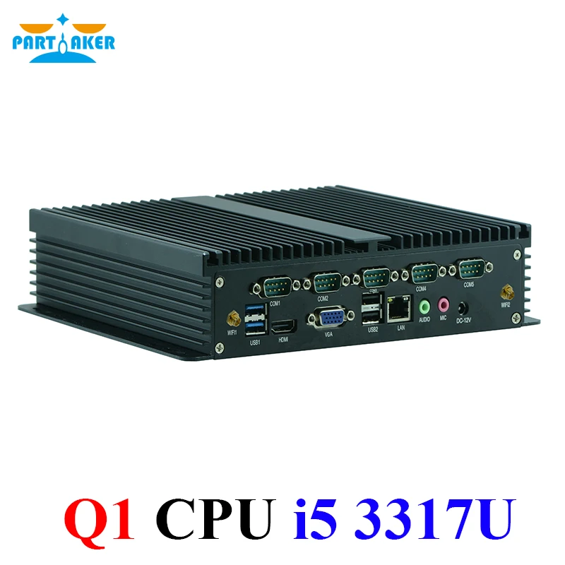 Безвентиляторный мини-ПК с ОС Windows 7/8/10 Core i5 3317U 6* RS232 COM промышленный прочный ПК компьютер Вай-Фай HDMI+ VGA