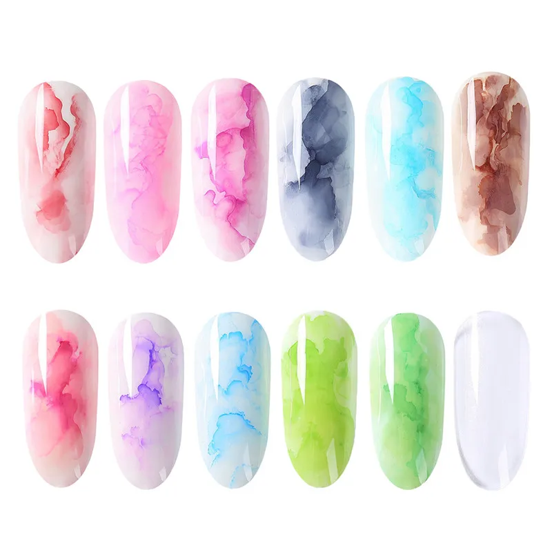 15 мл акварельные чернила лак для ногтей набор Цветущий гель эффект дыма