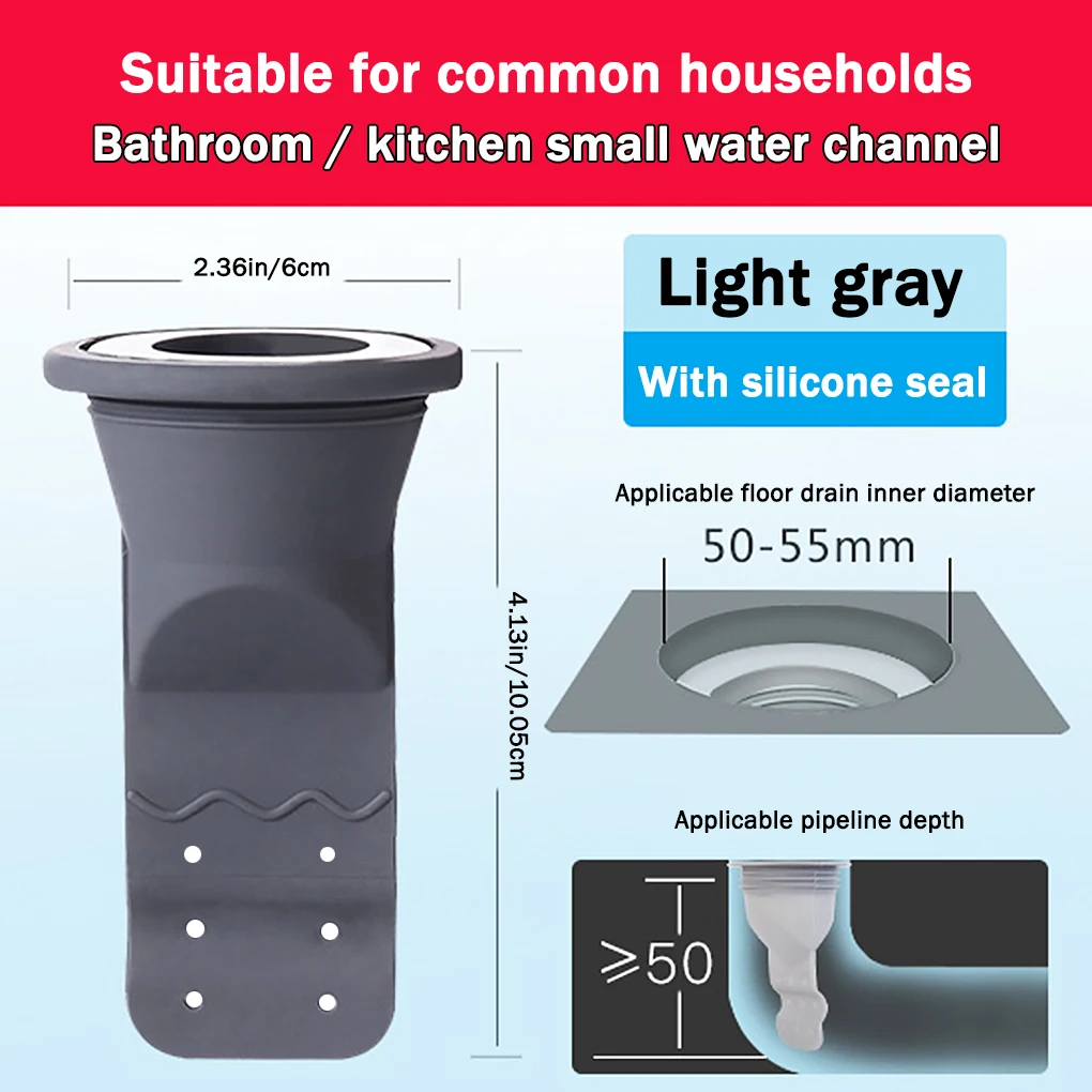 

2 Pieces Bathroom Kitchen Sink Drain Filter Anti-odor Sewage Sink Drain Deodorant Silicone Strainer, Dark Grey