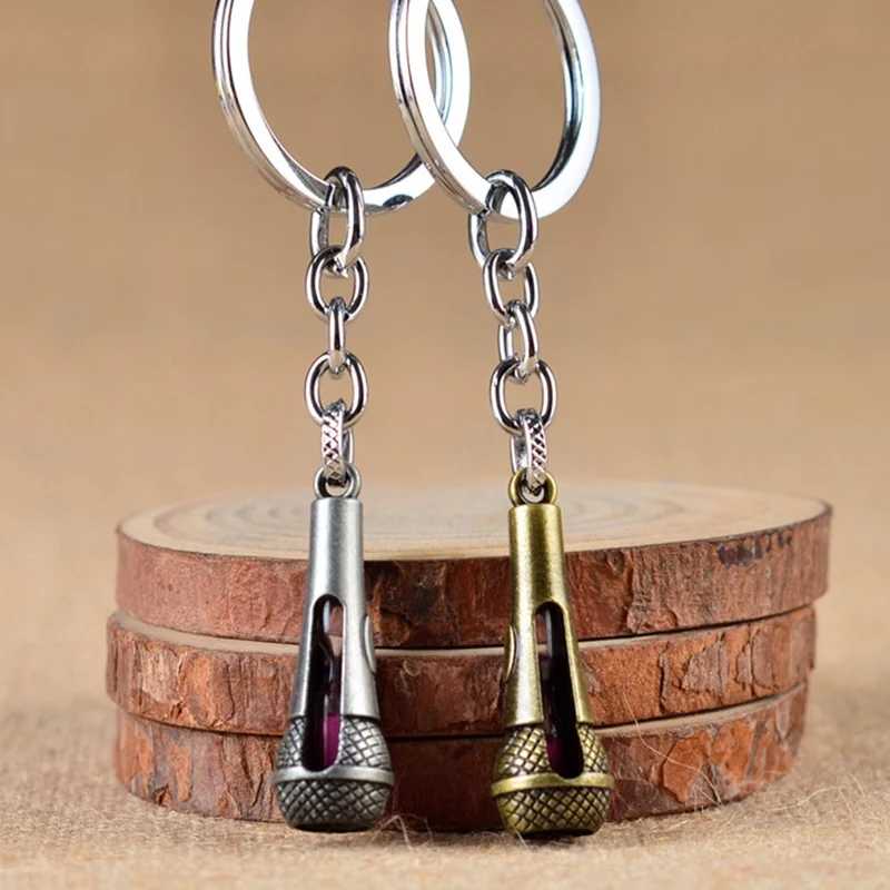 Горячая Певица микрофон струнные брелки креативный металлический сплав