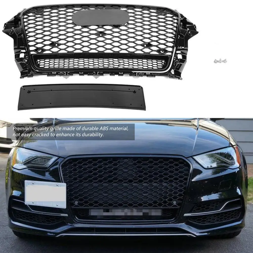Для RS3 Quattro Стильная передняя Спортивная Шестигранная сетка сотовая капот Гриль глянцевый черный для Audi A3/S3 8V 2013 аксессуары