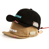 3d embroidery soft baseball capsjapan style short visor hat youth fashion hip hop drawstring peaked cap