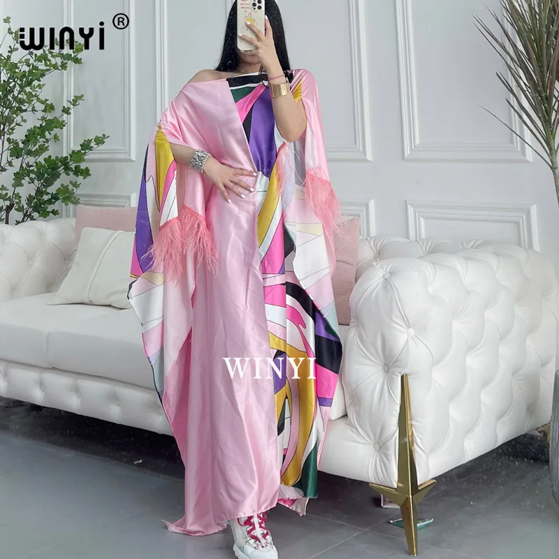 

WINYI sukienka Dresses For Women Dashiki Snake traf Clothes Bazin Broder Riche Sexy Slim Ruffle Sleeve Robe Evening Long Dress