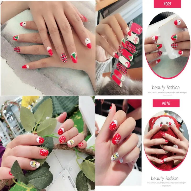 Free shipping 9PCS Colorful Nail Polish Strips 3D Sticker Care Christmas Gift | Stickers &amp Decals