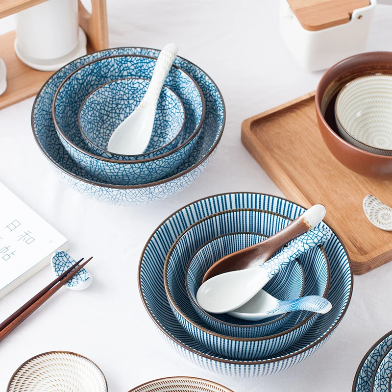 Японские керамические миски простая и честная посуда с защитой от ожогов для