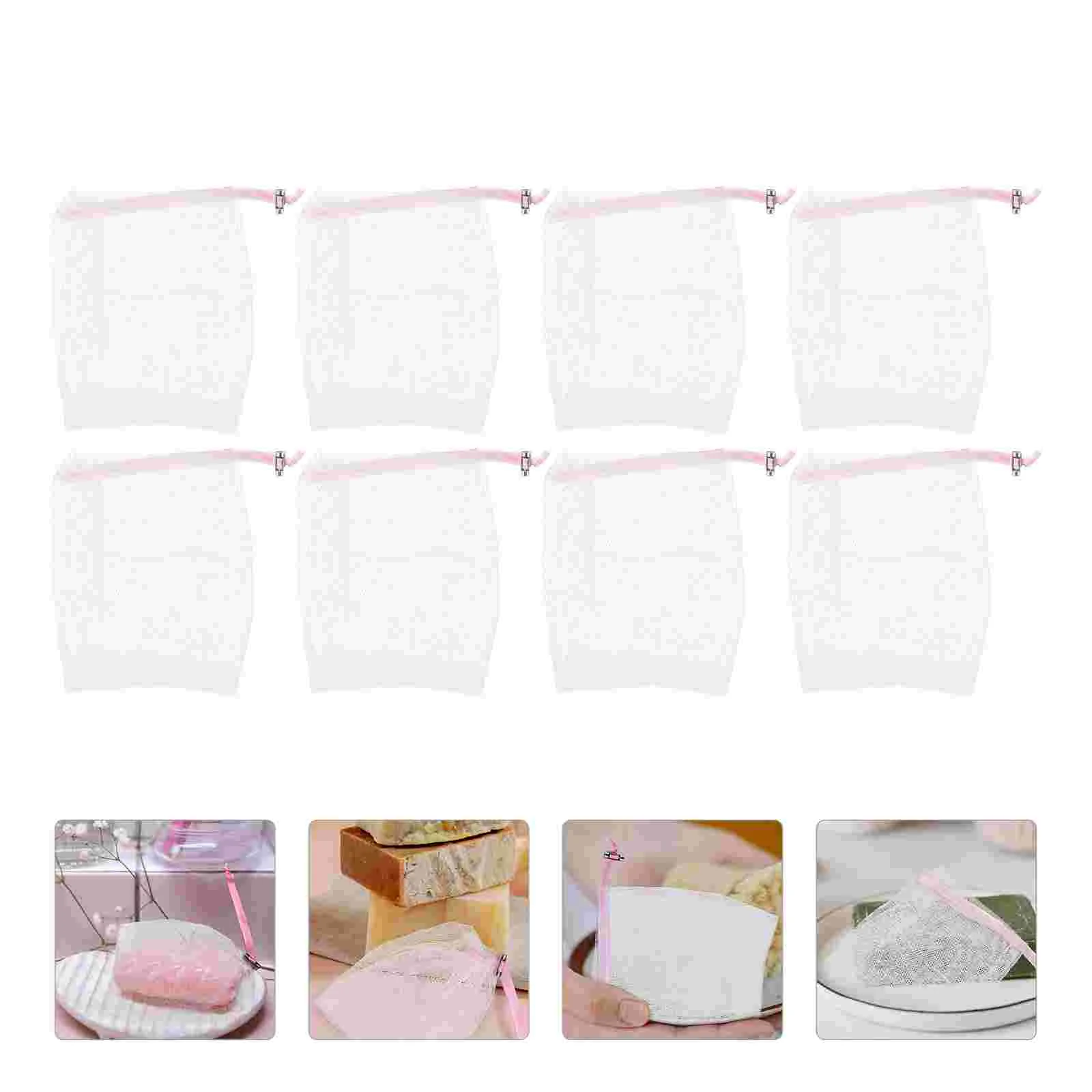 

8PCS Cleaning Face Foaming Nets Durable Facial Exfoliating Meshes Soap Net Pouches