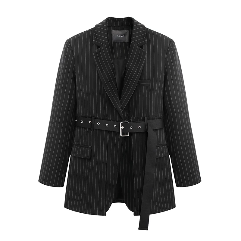 Женский свободный блейзер с длинным рукавом и v-образным вырезом весна 2020 модный