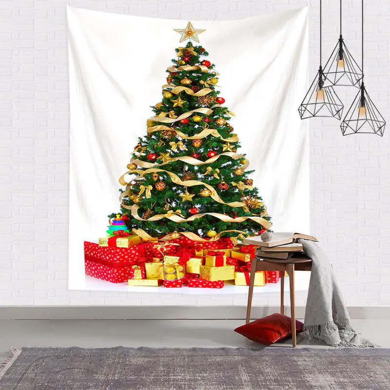 New Year Christmas Tree Essentials Tapestry Ornament Wall Hanging Cladding Posters Boho Curtain Mural Hippie Fabric Home Decor | Дом и сад