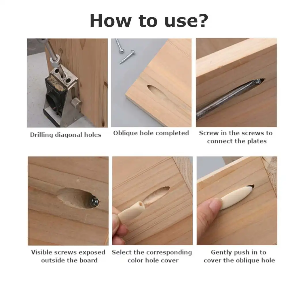 

100PCS 9mm Plastic Oblique Pocket Hole Plug Screw Cover for 9mm Pocket Hole Jig Woodworking Accessories Hole Decorative Tapping