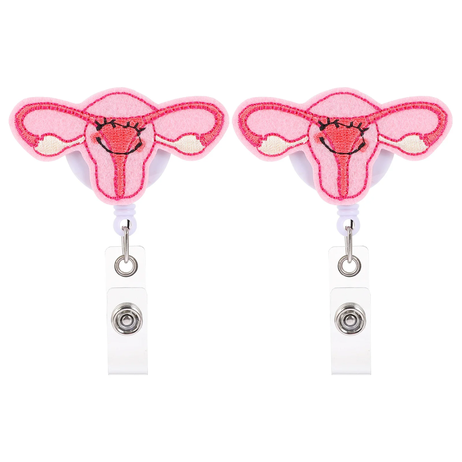 

2pcs Uterus Shaped Nurse Badge Reel Retractable Badge Holder Nursing Name Badge Clip