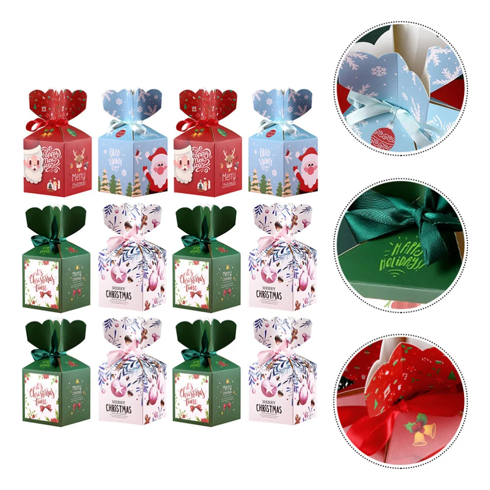 

12pcs Christmas Elements Design Candy Boxes Candy Containers (Random Color)
