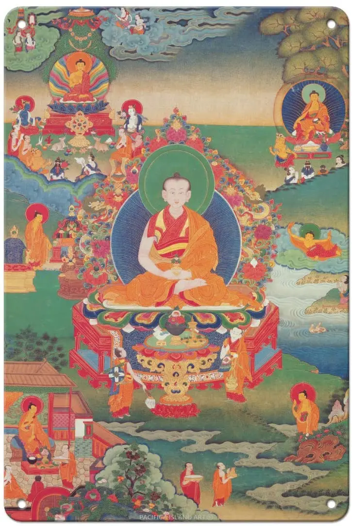 Островные художественные сцены из жизни Тибетский тангка буддийская живопись-8