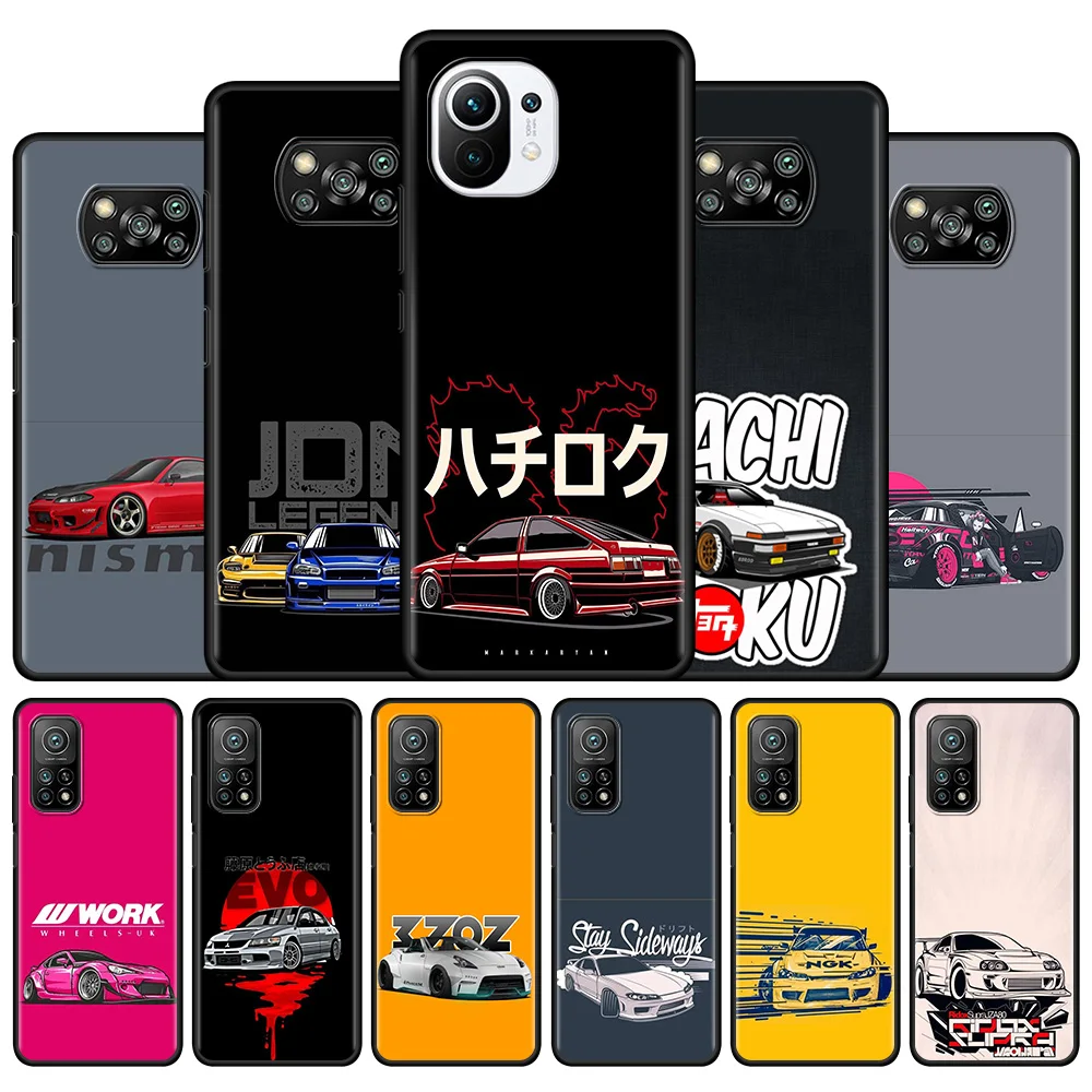 

Sports Car Jdm Drift Phone Case for Xiaomi Poco X3 NFC M3 Pro Pocophone F1 F3 GT Luxury Painting Back Black Silicone Soft Cover
