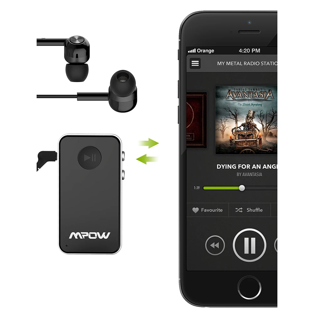Модернизированный Mpow MBR1 bluetooth-приемник 3 5 мм Bluetooth аудио адаптер с