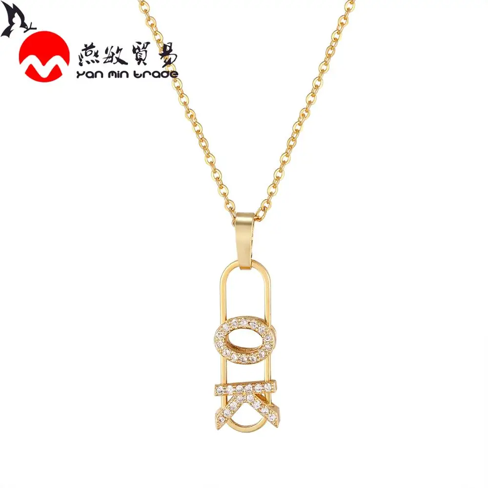 Модное золотое ожерелье с надписью Женское Ожерелье 2020 кубическим цирконием и
