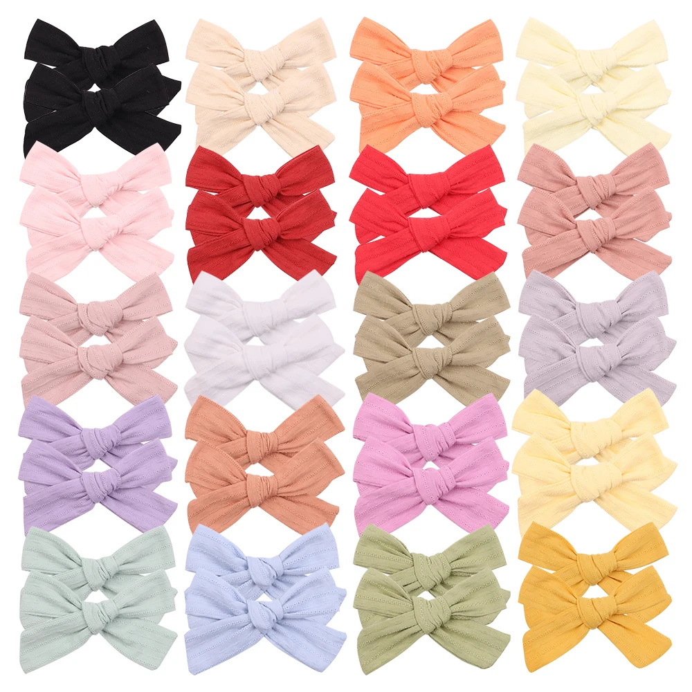 

2Pcs/lot Solid Colors Bows Hair Clips For Cute Girls Cotton Hairpins Bows Safety Barrettes Headwear Kids Hair Accessories Gifts