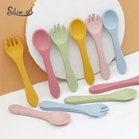 baby soft silicone spoon bpa free baby feeding spoon fork infant feeding accessories spoon children food baby feeding tableware