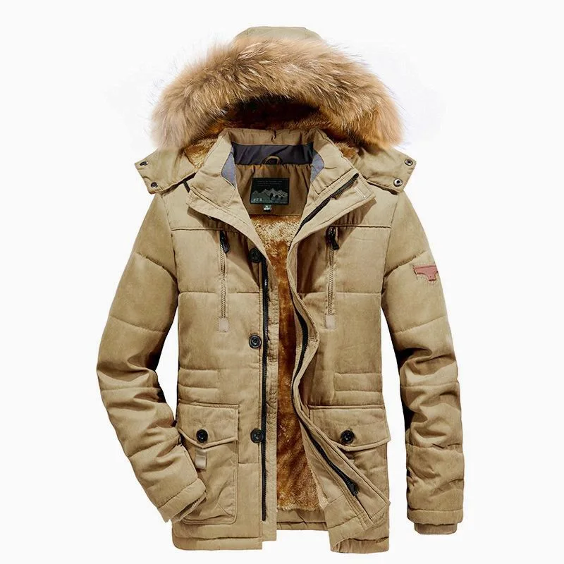 

Men's Detachable Hooded Thick Mid-length Padded Jacket Autumn and Winter Plus Size Plus Velvet Padded Jacket Men Winter Coat
