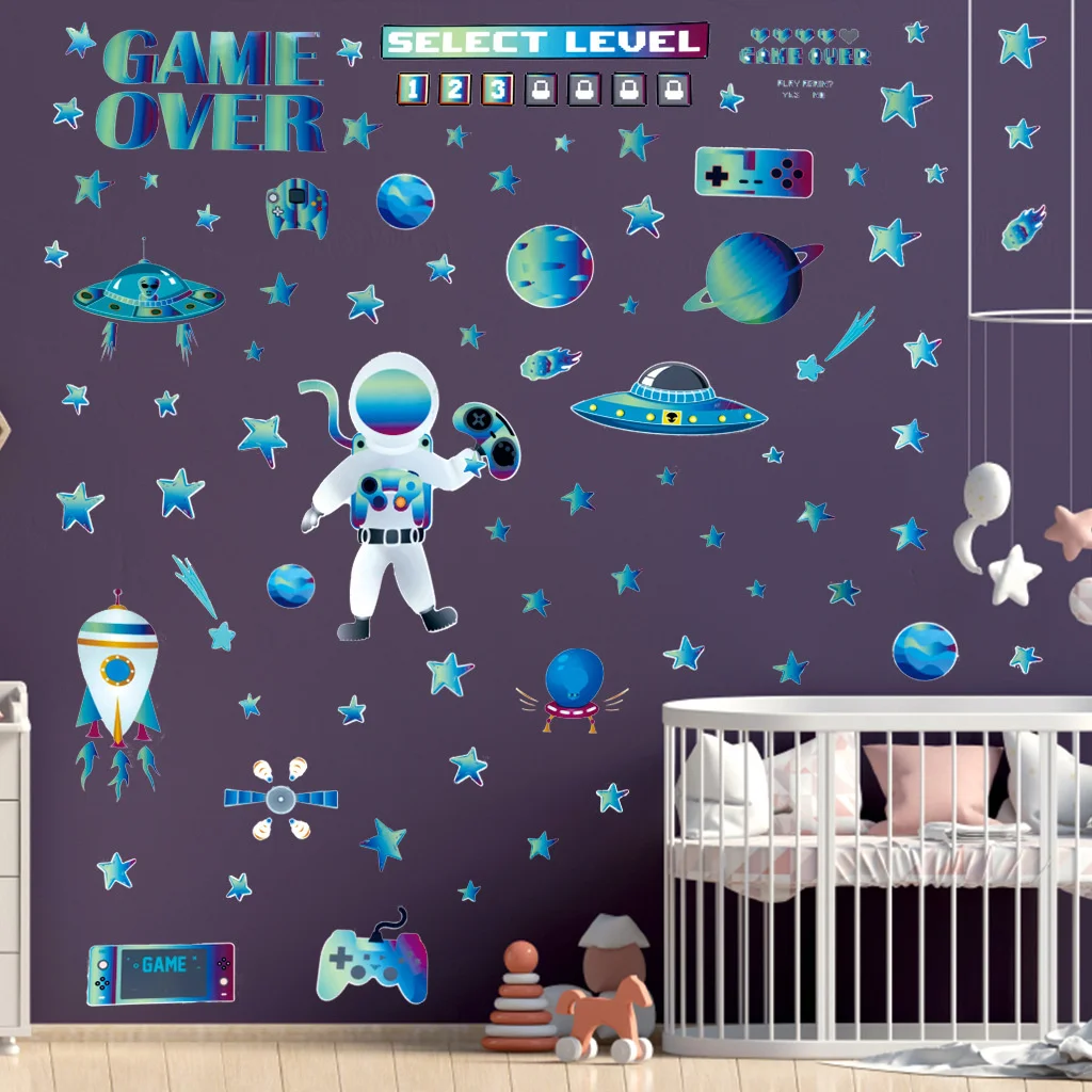

Cosmic Star Game Luminous Wall Sticker Creativity Luminous Universe Waterproof Stickers New Astronaut Wallpaper