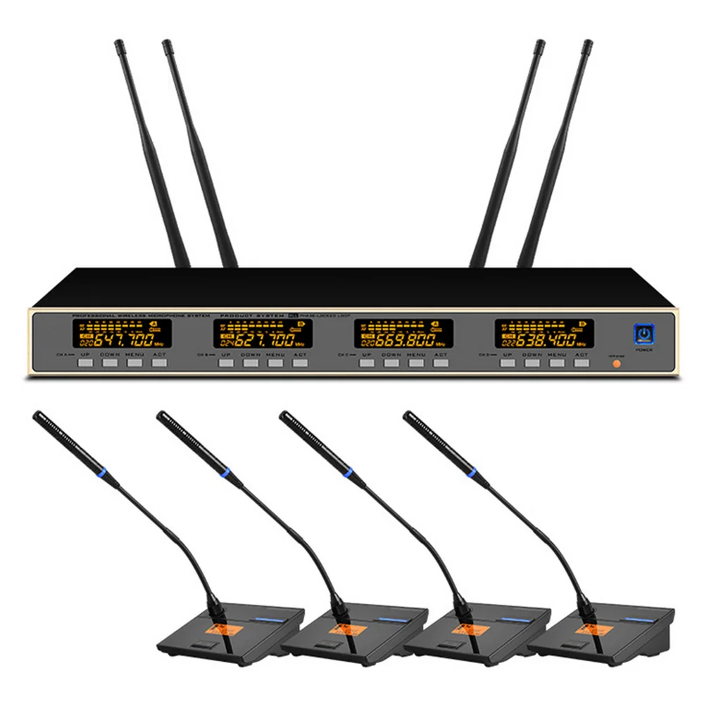 Профессиональный UHF беспроводной микрофон четыре Конференц-микрофона для