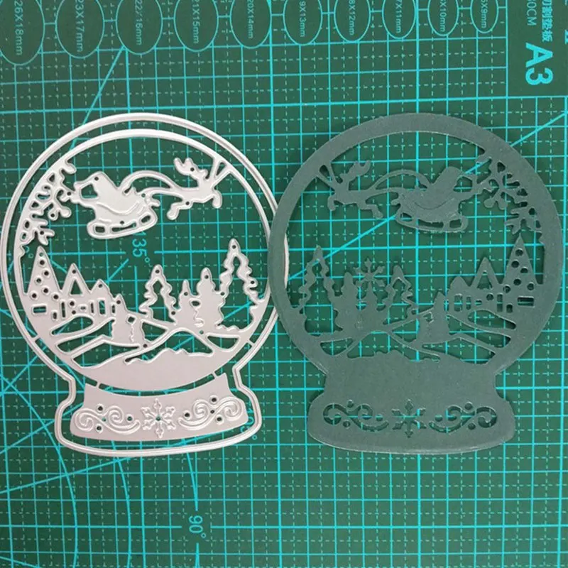 

Chirstmas Snow Globe Elk Metal Cutting Dies For Scrapbooking Stencil Craft Paper Knife Mould DIY Card Making Die Cut