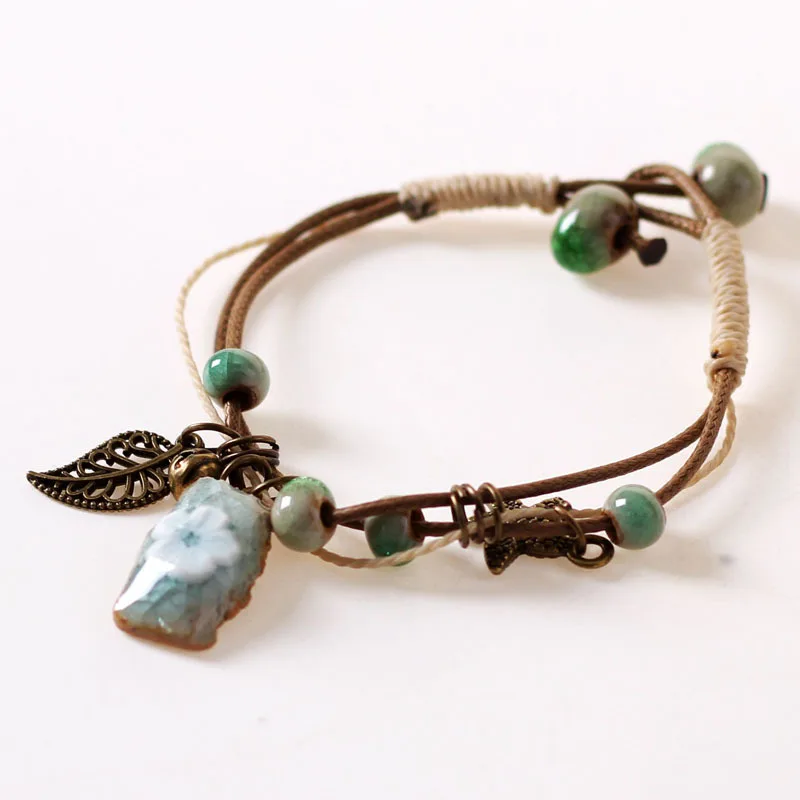 Модный очаровательный керамический браслет в этническом стиле с цветочным