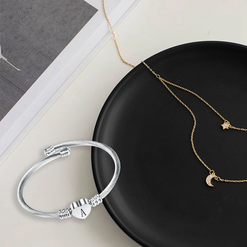 

Unique Star Women Fashion Initial Bracelet Stainless Steel Letter Bracelets Letters Jewelry