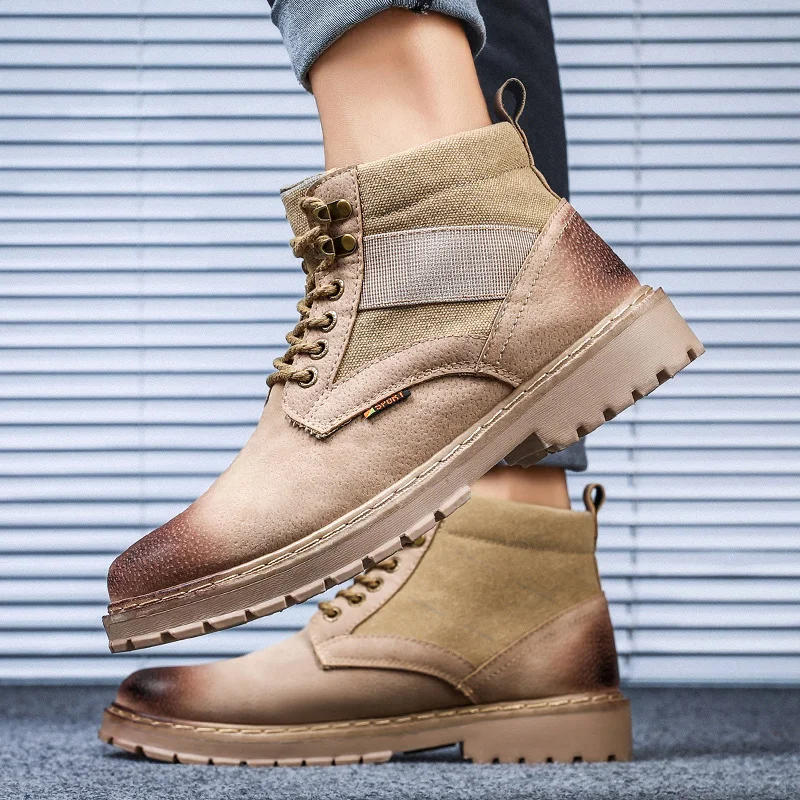 Высокие кроссовки кожаные для отдыха мужские модные ботинки мартинсы