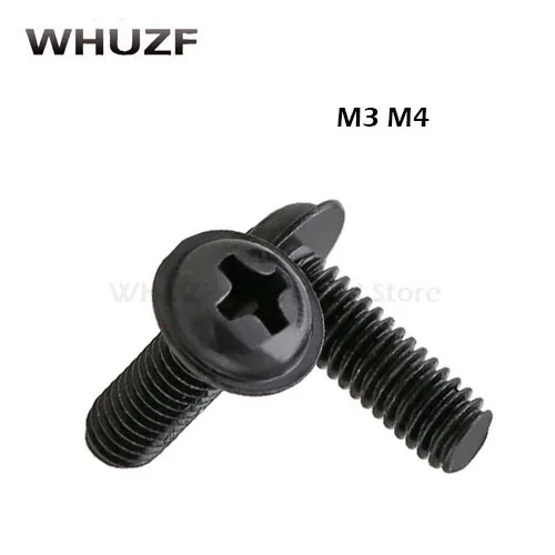 

Bowarepro винты с круглой головкой углеродного Сталь винт с воротником Pad шайба аппаратные средства крепежные винты M3/4*4/5/6/8/10/12/16 мм