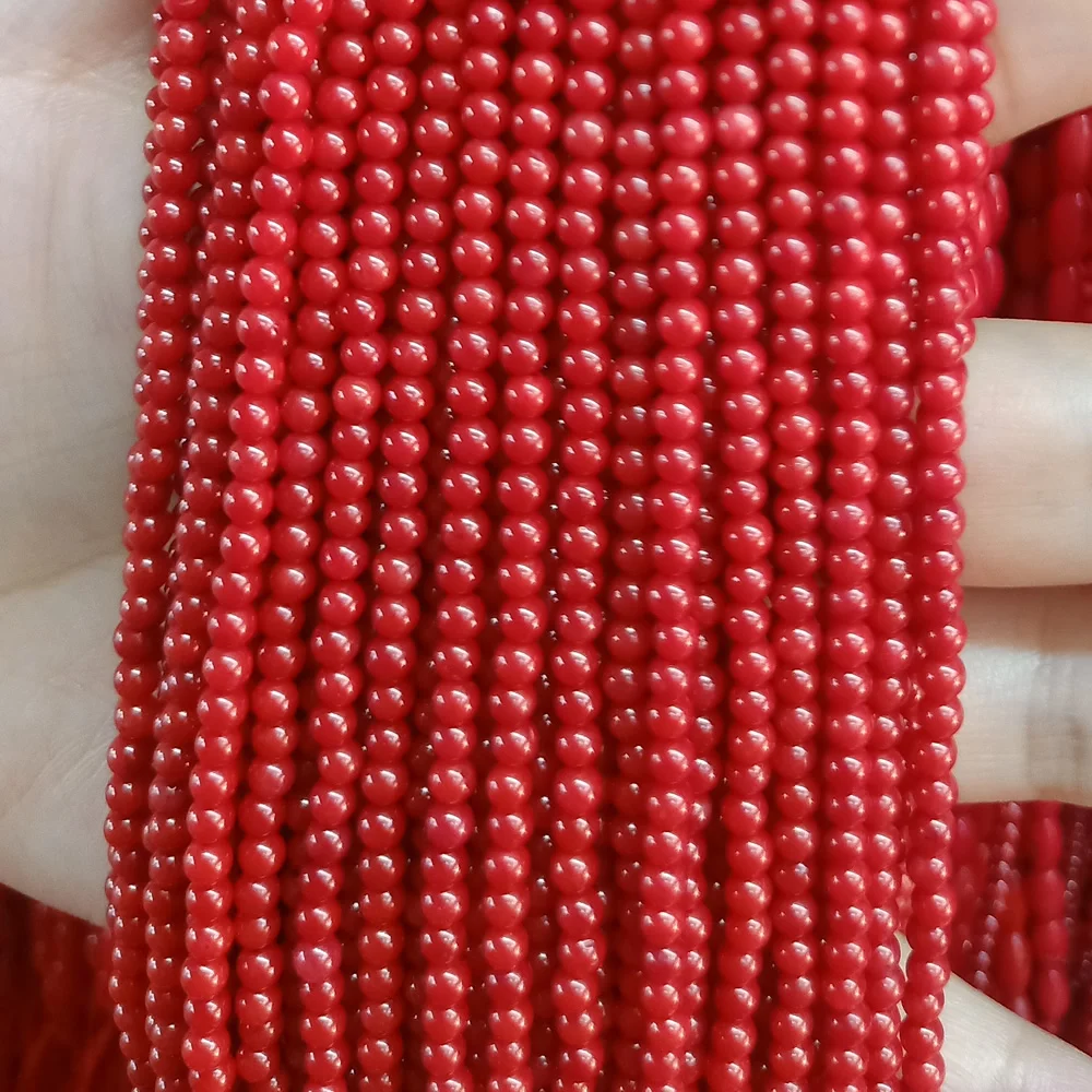 Бусины из натуральных материалов Синтетический Коралловый шар красные