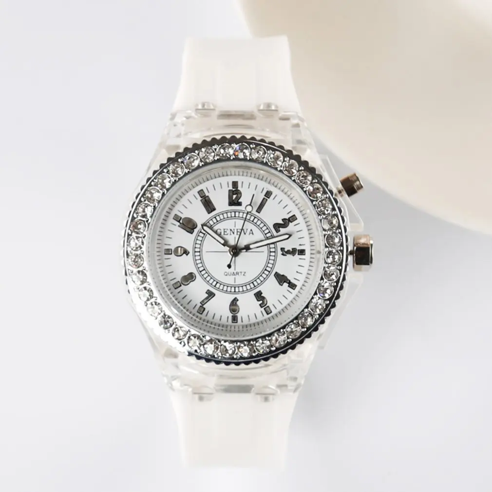 

Luminescent Personality Diamond Led Silicone Fashion Boys And Girls Watch